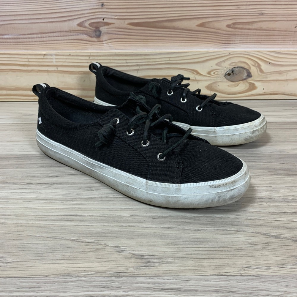 Sperry Crest Vibe Sneakers Womens 11 Black Canvas Low Top Boat Shoe